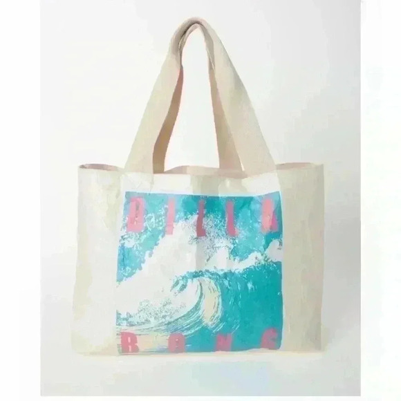New Billabong Paper Large Tote Bag Billa Waves  Ocean Travel Beach Surfing - Picture 3 of 5